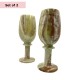 Pair Marble Green Onyx Goblet Glass set of 2 , Handmade Marble Stone Vintage 8 inch Glass Set AU Seller