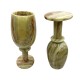 Pair Marble Green Onyx Goblet Glass set of 2 , Handmade Marble Stone Vintage 8 inch Glass Set AU Seller