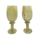 Pair Marble Plain Texture Green Onyx Goblet Glass set of 2 , Handmade Marble Stone Vintage 8 inch Glass Set AU Seller