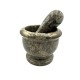 Handmade Vintage Natural Grey Textured Stone Marble Mortar & Pestle 8 CM