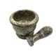 Handmade Vintage Natural Grey Textured Stone Marble Mortar & Pestle 8 CM