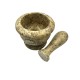 Handmade Vintage Natural Beige Textured Stone Marble Mortar & Pestle 8 CM