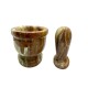 Handmade Vintage Natural Green Onyx Colour Stone Marble Mortar & Pestle 9 CM